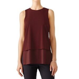 Theory Anastaza B Bergen Classic Office Tiered Top Blouse Burgundy Size 4